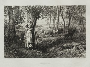 The Shepherdess by Charles Emile Jacque