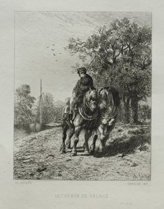 The Tow Path by Charles Emile Jacque