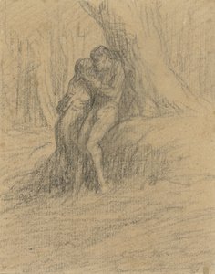Courting Peasant Couple Under a Large Tree