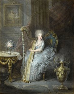 Madame Élisabeth Playing the Harp by Charles Emmanuel Joseph Leclercq