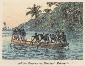 South Africa: Native Dug-out on Zambesi, Rhodesia
