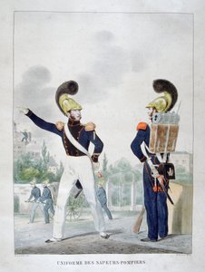 Uniform of military sapper-firemen, France, 1823