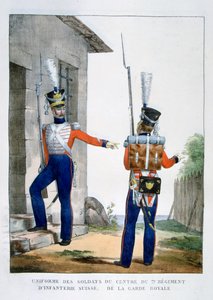 Uniform of the Swiss 7th Regiment of infantry of the royal guard, France, 1823
