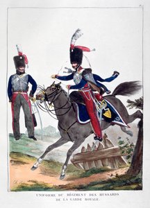 Uniforms of a regiment of hussars of the French royal guard