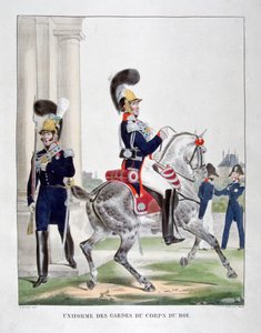 Uniforms of guards of the French royal corps, 1823