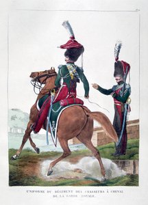 Uniforms of the Mounted Chasseur Regiment of the French Royal Guard, 1823 by Charles Etienne Pierre Motte