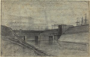 Bridge over an Estuary by Charles Francois Daubigny