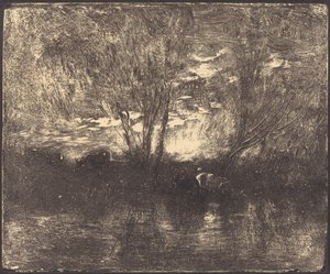 Cows at a Watering Place by Charles Francois Daubigny