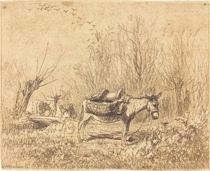 Donkey in a Field by Charles Francois Daubigny