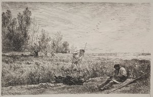 Hay-making by Charles Francois Daubigny