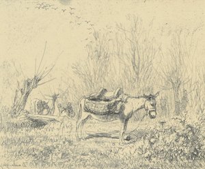 The Donkey in the Meadow by Charles Francois Daubigny