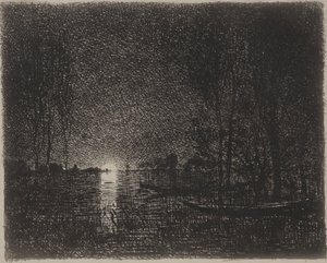 Nightpiece, Original Impression 1862, Printed in 1921 by Charles Francois Daubigny
