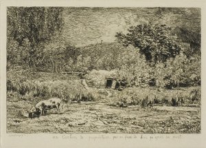 Pig in an Orchard by Charles Francois Daubigny