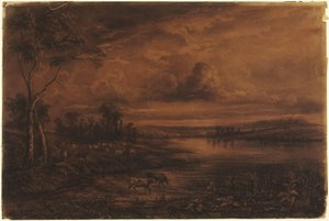 River Landscape by Charles Francois Daubigny