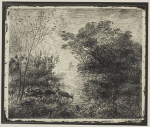 Stags by Charles Francois Daubigny