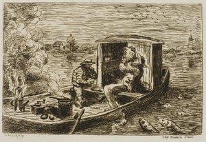 Swallowing (Meal on the Boat) by Charles Francois Daubigny