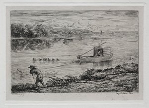 The Boat Trip: Cabin Boy Hauling the Tow-Rope or Hauling by Rope by Charles Francois Daubigny