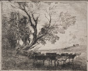 The Ford, Original Impression 1862, Printed in 1921 by Charles Francois Daubigny