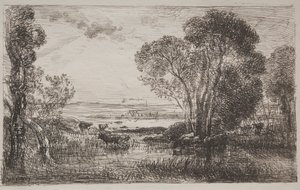 The Hydraulic Machine, original impression 1862, printed in 1921 by Charles Francois Daubigny