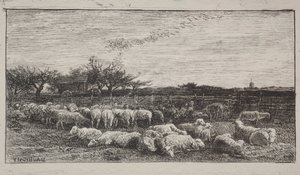 The Large Sheepfold by Charles Francois Daubigny