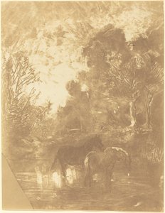 Two Horses at a Watering Place by Charles Francois Daubigny
