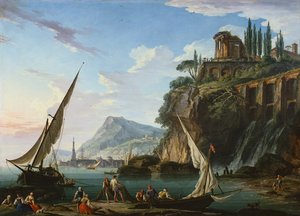 Coastal Scene with the Temple of Sibyl, Tivoli by Charles Francois Lacroix de Marseille