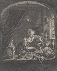 Milkmaid after the painting of G. Dou in the Cabinet of Mr. Poullain by Charles François Adrien Macret