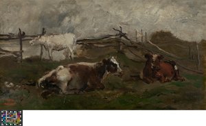 Cows in a Meadow by Charles Francois Daubigny