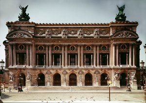 View of the facade of the opera theatre realized by Charles Garnier in 1875 in Paris