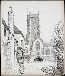 A View from the South of the Priory Church of St George, Dunster, Somerset by Charles George Harper