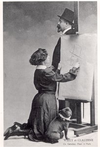 Postcard depicting Colette and her husband Willy