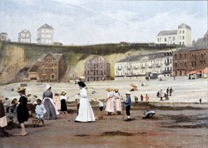 On the beach (engraving by Gillot, c. 1900)
