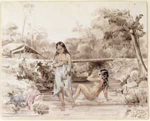 Tahitians Bathing, 1844 by Charles Giraud