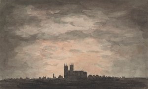 A Large Church (Westminster Abbey) at Sunset by Charles Gore