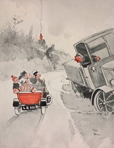 Canned sardines and the sarcastic truck driver, cartoon by Chas Grave from The Tatler, No 1406, June 6 by Charles Grave