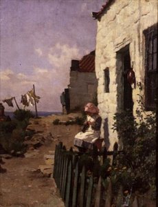 At the Cottage Door by Charles Haigh Wood