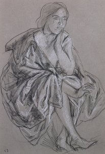 Study of a seated woman, Seated Woman Draped by Charles Haslewood Shannon