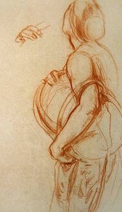 Study of a woman holding a basket for 