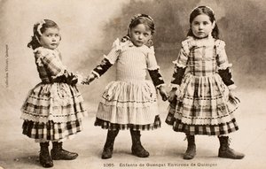 Old postcard, Children from Guengat, Finistere, Brittany, France by Augustus Kollner