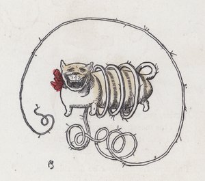 Dog with a very long curly tail