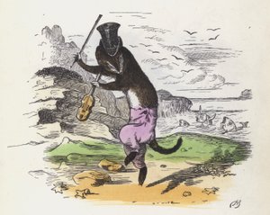 French weasel playing the fiddle and dancing