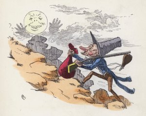 Man climbing a hill to shoot at the Moon