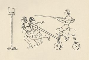 Boys Playing at Riding at the Quintain, Romance of Alexander, c. 1340 by Charles Henry Bourne Quennell