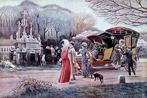 Travellers Halting to Pray Before a Wayside Calvary in Brittany on Easter Day