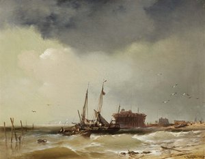 Fisher Boats Landing on a Beach