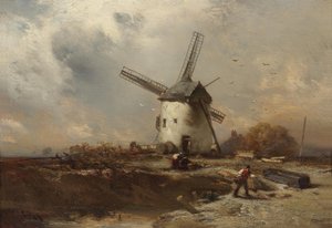 Landscape with Windmill and Decorative Figures