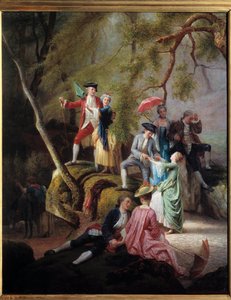 Country Entertainment Gallant Scene During a Walk of Nobles by Charles Housez