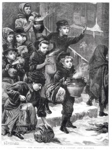 Feeding the Hungry, A London Soup Kitchen, 1880 by Charles J. Staniland