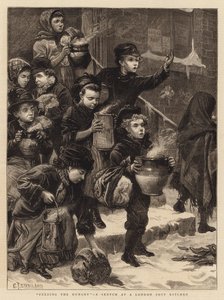 Feeding the Hungry, a Sketch at a London Soup Kitchen by Charles J. Staniland