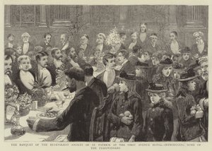 The Banquet of the Benevolent Society of St Patrick at the First Avenue Hotel, introducing some of the Prizewinners